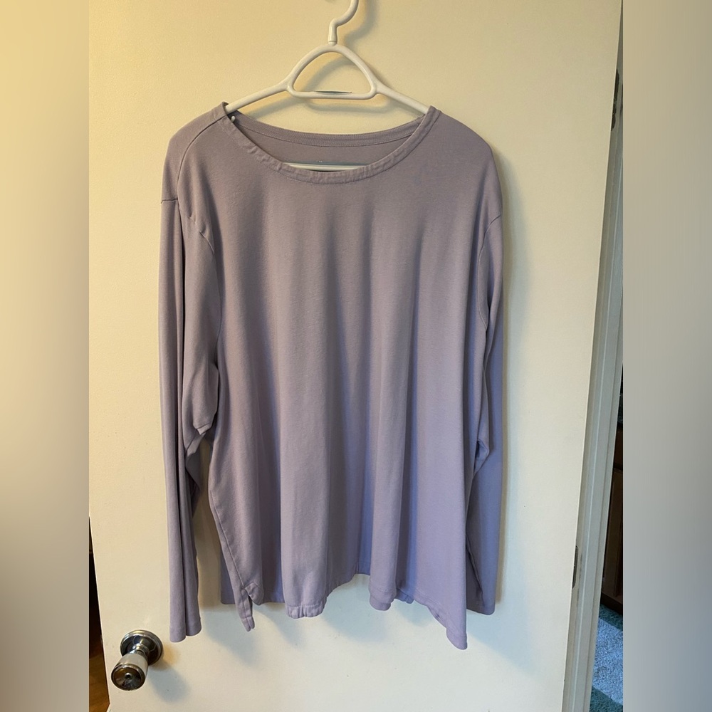 Lightweight dusty purple Pima cotton long-sleeve tee
